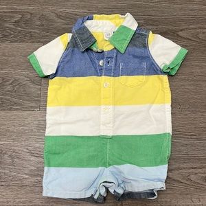 Baby Gap Striped Collared Shirt Romper - size 0-3 months